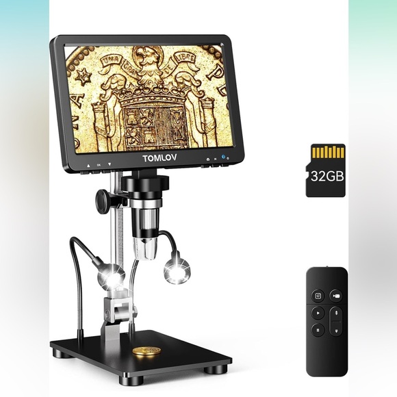 TOMLOV DM9 Pro 7" HDMI Digital Microscope 1200X with IPS Screen, 1080P 16MP Coin - Picture 3 of 7